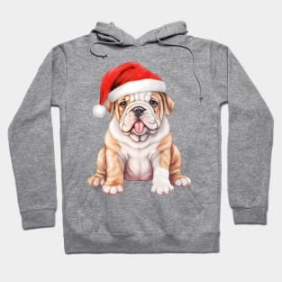 Bulldog in Santa Hat Hoodie